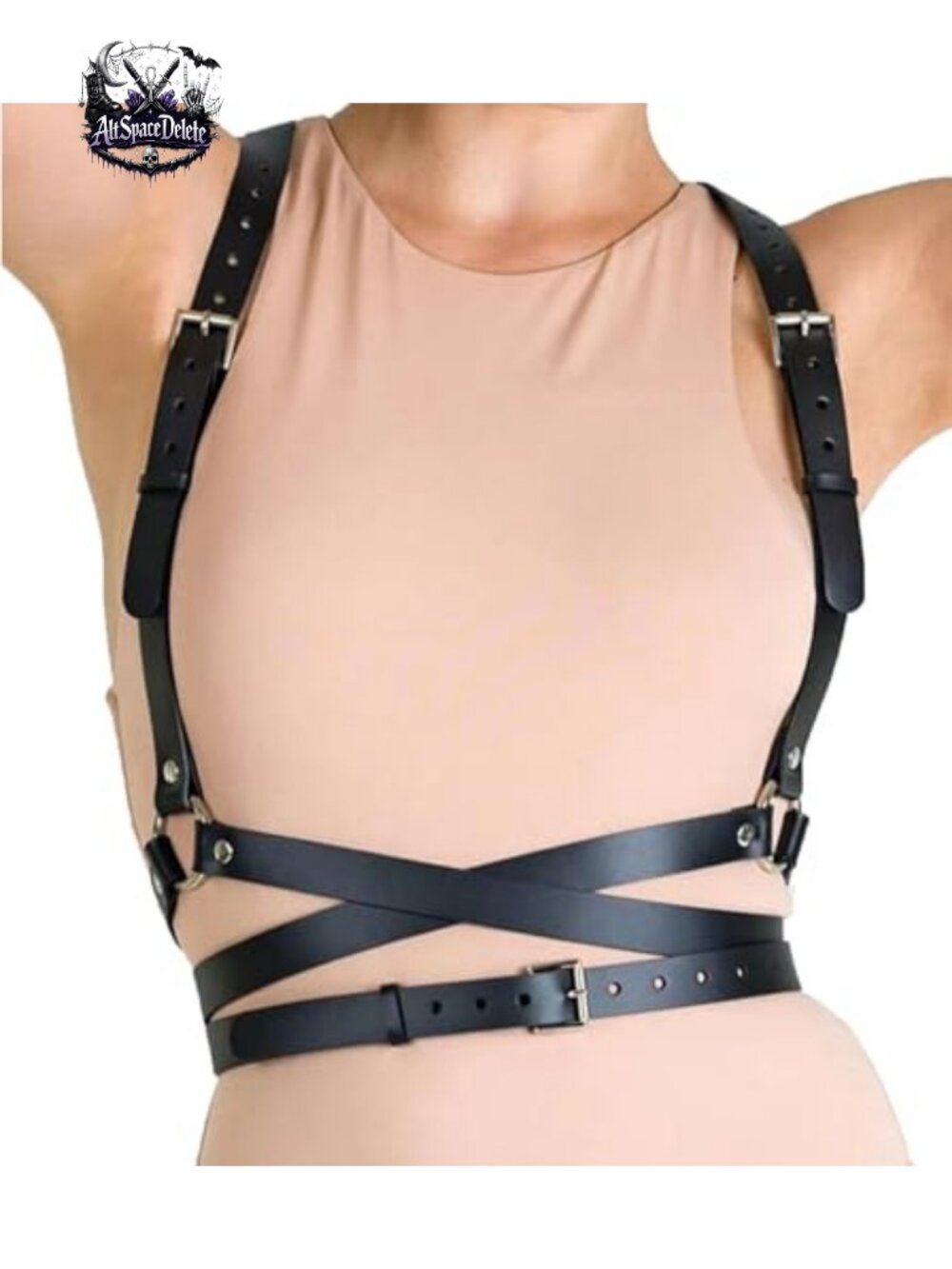 PU Leather Harness Belt Goth Body Adjustable Waist Rave Halloween Party